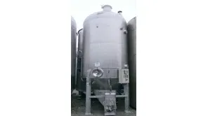 16.000 Liter RIEGER Maischetank/Lagertank mit Austragschnecke aus V2A marmoriert stehend