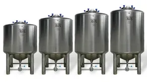 1000 Liter Transport-/ Lagertanks / Biertanks/ Drucktanks, Betriebsdruck: 0,99 bar, rund, stehend in V2A